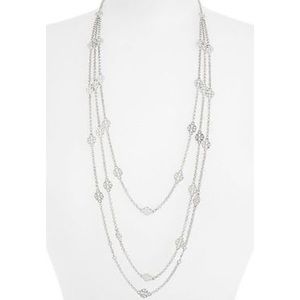 Tory Burch Multi Strand Logo Silver Necklace $125